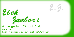 elek zambori business card